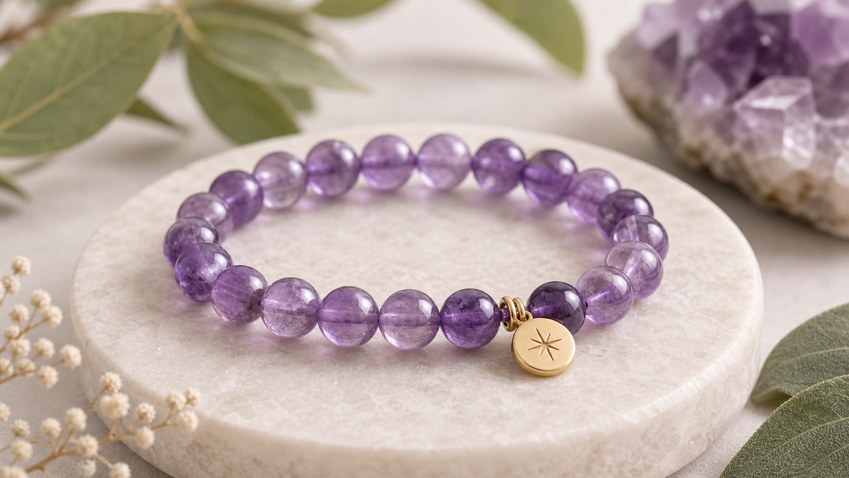 Natural crystal jewelry arranged for a daily intention ritual